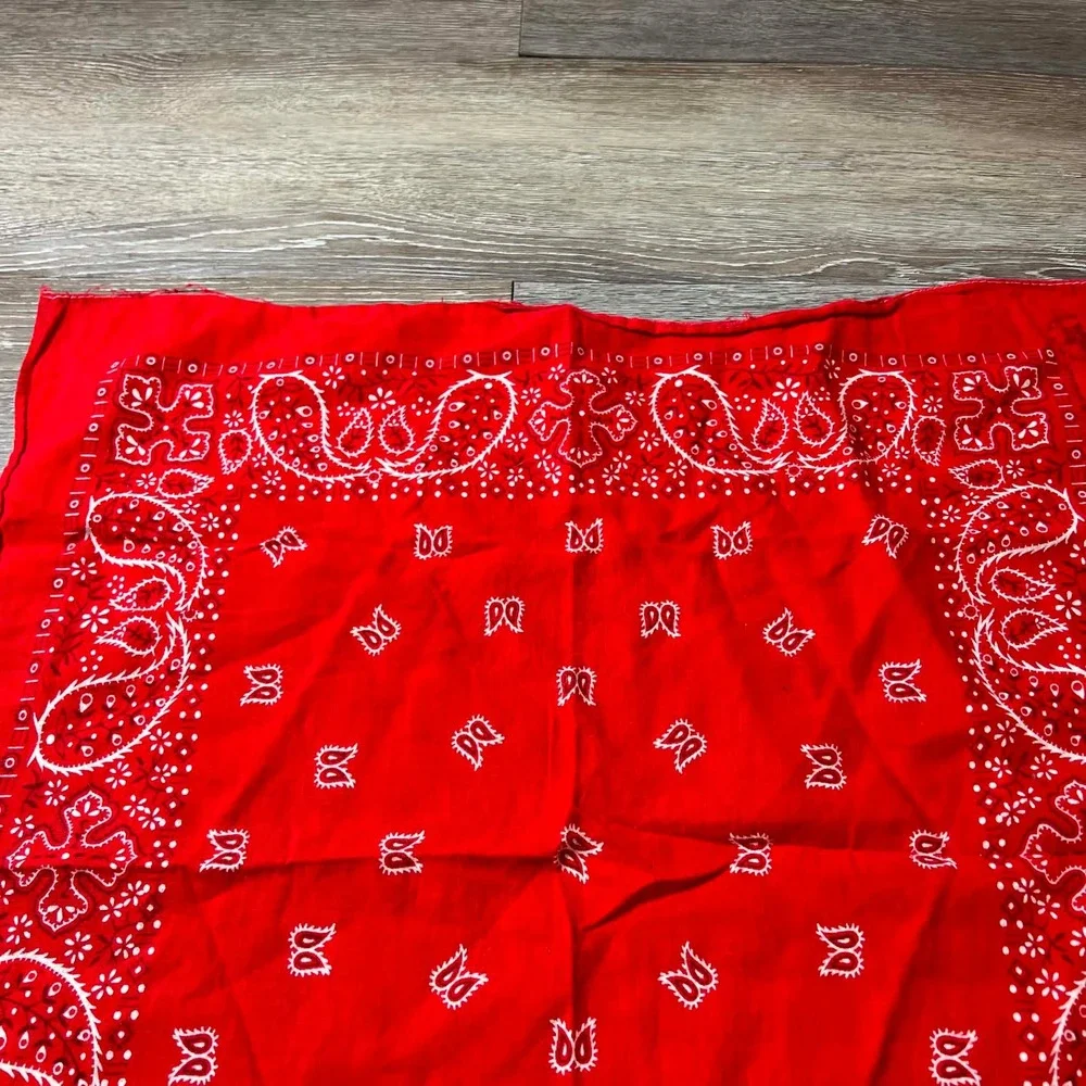 Wamcraft 80s Bandana Unisex OS Red Vintage Paisley Made in USA Cotton Scarf AP52